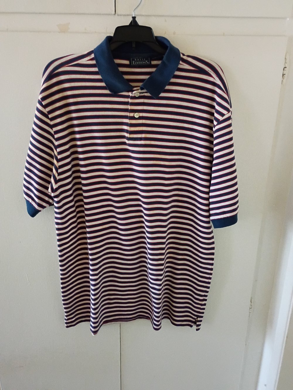 Classic Striped Polo Shirt by Chaps - Navy & White